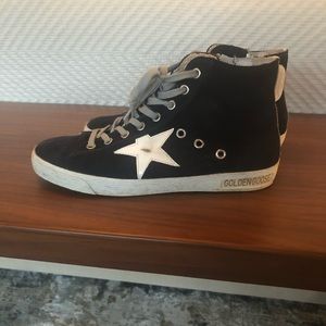 Golden Goose Navy Suede High Tops